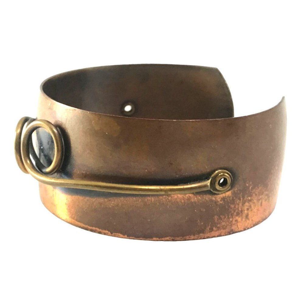 Vintage Modernist Copper Cuff Bracelet with Looped Wire Design MCM - Picture 3 of 6